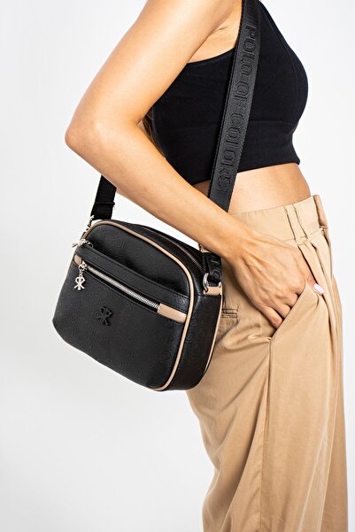 Polo Of Colors حقيبة كتف نسائية من Esta Black Sand مقاس 21x27