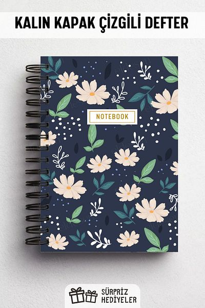 Eldesen Tasarım A5 Size 80 Sheets 160 Sheets - Lined Notebook with Spiral and Thick Cover
