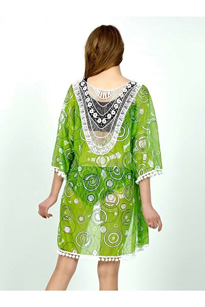 my cherie Back Embroidered Beach Dress with Pompom Detail