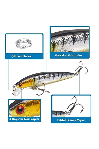 NELİEL 10cm 9gr Minnow, Sahte Yem, Lures,rapala,suni Yem,spin, Maket ,levrek, Lüfer, Çupra, Kefal, Turna