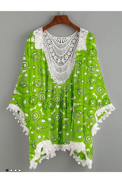 my cherie Back Embroidered Beach Dress with Pompom Detail
