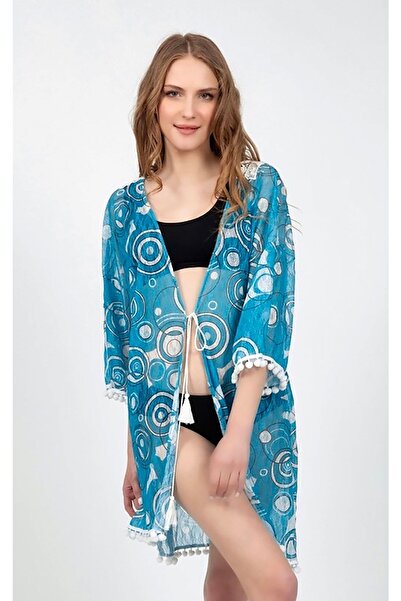 my cherie Premium Back Embroidered Pompom Detail Beach Dress Special Design