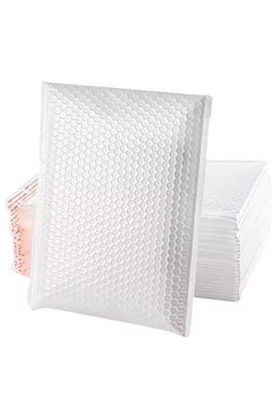 Şeker Ofisi Bantlı Beyaz Balonlu Kargo Poşeti 25 x 30 cm + 5 cm Kapak Bantlı 50 Adet