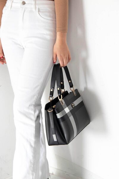 Silver Polo أسود Nv972 - حقيبة يد نسائية