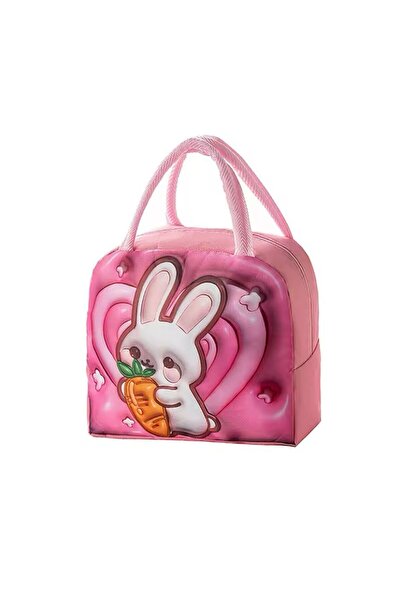 synshop Kawai Korean Pink Rabbit Lunch Lunch Nutrition Thermal Makeup Baby Care Organizer Multi-Purpose Bag