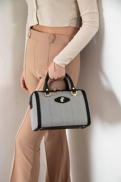 Silver Polo بولو فضي أسود أبيض - حقيبة يد نسائية سوداء NV1091