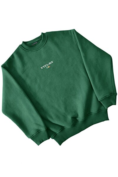 Vatkalimon Boys / Girls Dark Green Thick Fleece Inside Crew Neck Sweatshirt