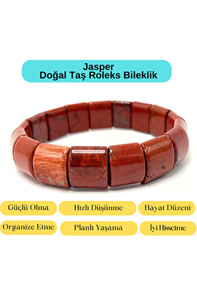 YILDIZ DOĞAL TAŞ Sertifikalı Jasper Doğal Taş Roleks Bileklik