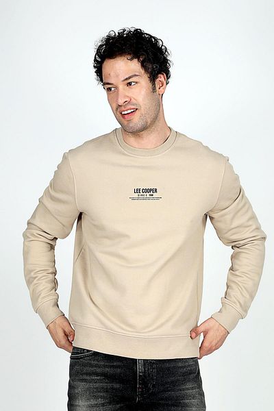 Lee Cooper Ανδρικό μπεζ φούτερ - Frose O Neck