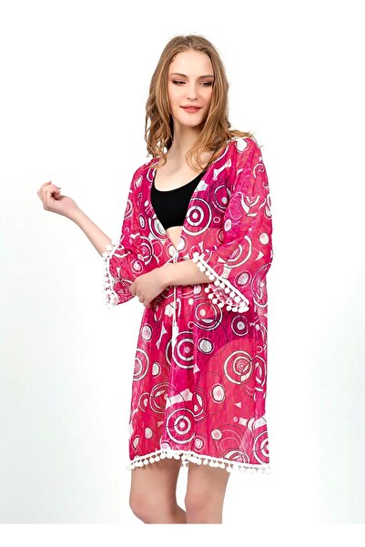 my cherie Special Looking Back Embroidered Beach Dress with Pompom Detail