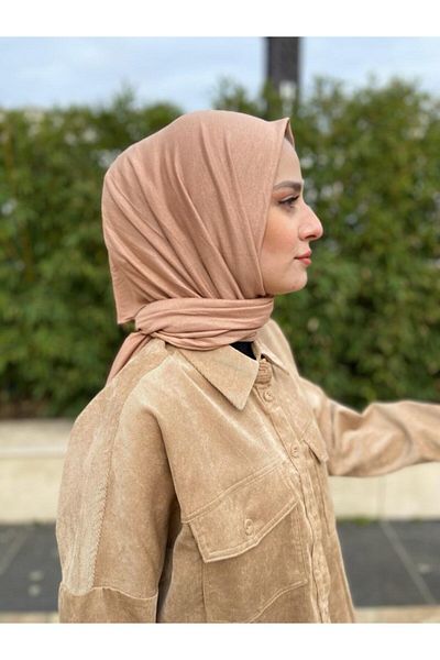 Hürremist Champagne Tough Posture Cotton Combed Shawl - Triangle Can Be Made Front Design