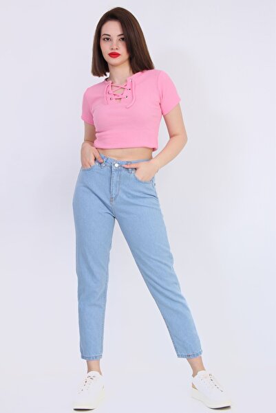 tomıross Ψηλόμεσο γυναικείο τζιν Boyfriend παντελόνι - Jnreep-0556