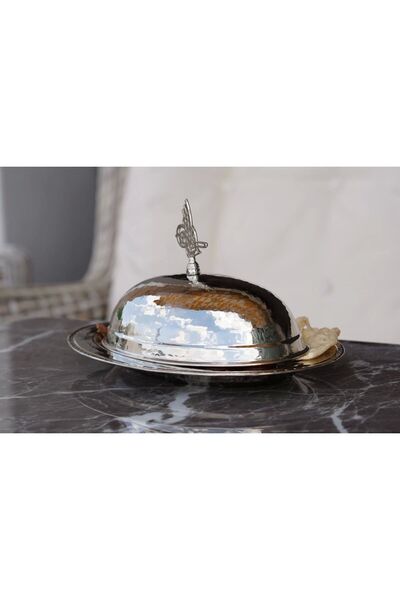 Bakır Concept Bakır Sunumluk Kapaklı Oval Gümüş Renk 40cm