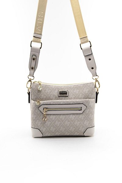 Silver Polo Geantă Crossbody pentru femei SP1110 - Argintiu și piatră polo, culoare os