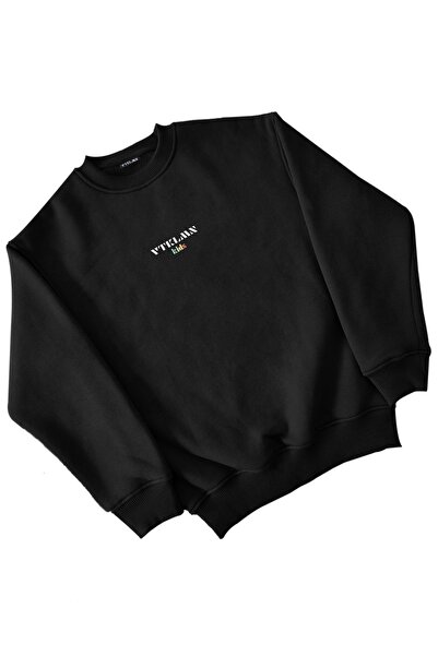 Vatkalimon Boys / Girls Black Thick Fleece Inside Crew Neck Sweatshirt