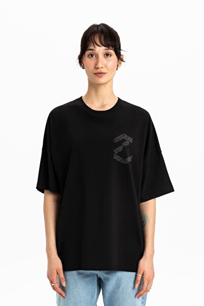 UNIQVIBE Γυναικείο μπλουζάκι oversize από βαμβάκι με στάμπα