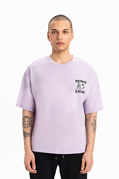 UNIQVIBE Ανδρικό μπλουζάκι Oversize από βαμβάκι με στάμπα