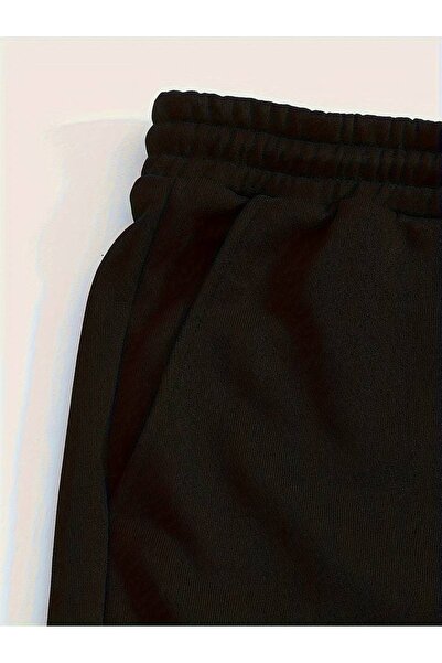 HIRSCH Μαύρη Oversize Βαμβακερή φόρμα με κουκούλα - Sweet Printed