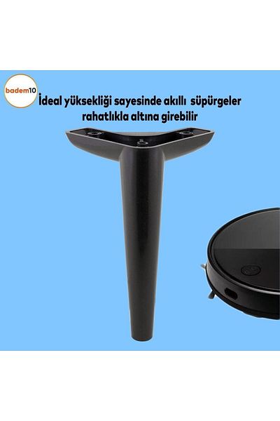 Badem10 Set de 12 picioare de mobilier Piko - scaun și canapea cu aspirator robot, picioare negre de 19 cm