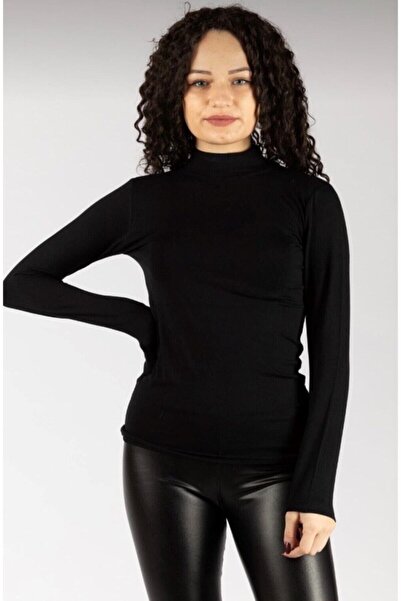 kuayscarfs Γυναικείο μακρυμάνικο σώμα Lycra με μισό ζιβάγκο