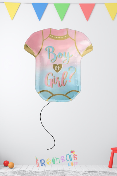 mypartyready Boy Or Gırl Yazılı Tişört Figür Folyo Helyum Balon 62-55 cm Cins...