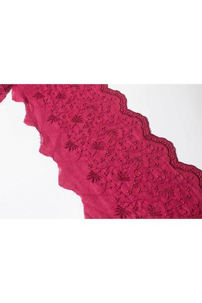 ÖZPAŞ TEKSTİL VE AKSESUAR Burgundy Scallop Guipure Scattered Flowers