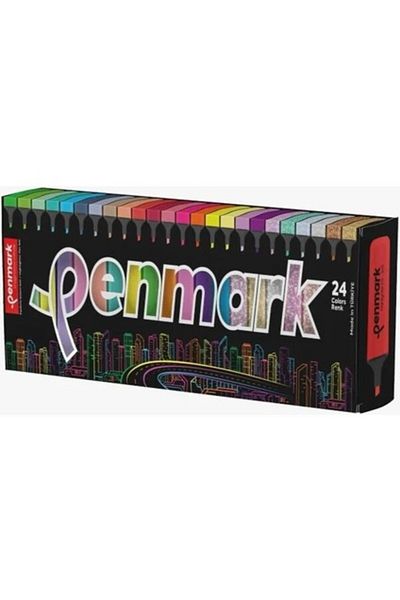 penmark 24 Pieces Highlighter Set - with Desktop Stand, 6Sim-6Pastel-6Neon-6Tropic