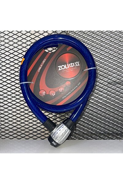 Zoli Motosiklet Kilidi Çelik Güçlendirilmiş Halat Zincir Kilit 25x150 (MAVİ)