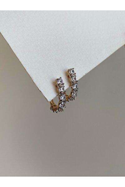 Owentis Çelik Sıra Taşlı U Form Steina Küpe -kararma yapmaz-