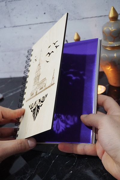markcat Maiden's Tower Themed Lined Wooden Cover Notebook - Agenda and School Notebook (A5 - 120 Pages)