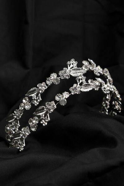BAYEFENDİ Bridal Crown Hair Accessory with Flower and Leaf Detail