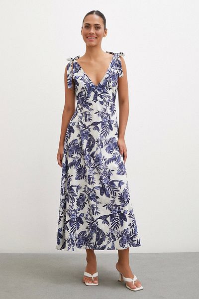 Never more Navy Blue V-neck Shoulder Strap Dress