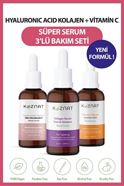 Koznat Üçlü Serum Paketi ( Kolajen - Hyaluronic Acid - Vitamin C )