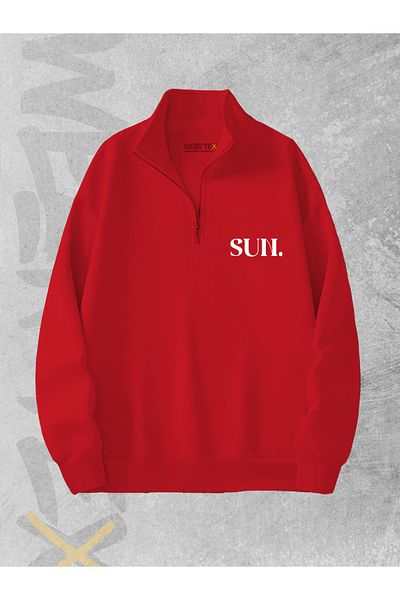 WEARTEX Sun Printed 3 Thread Half Zipper Sweatshirt