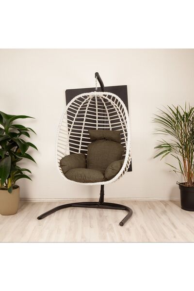 KalyonHome Capri Rattan Tek Kişilik Bahçe Salıncağı Bahçe Mobilyası Balkon Sa...