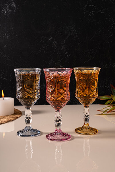 MEST Cool 6-Piece Glass Coffee Water Cup Set with Feet - 3 Colors 210 Cc