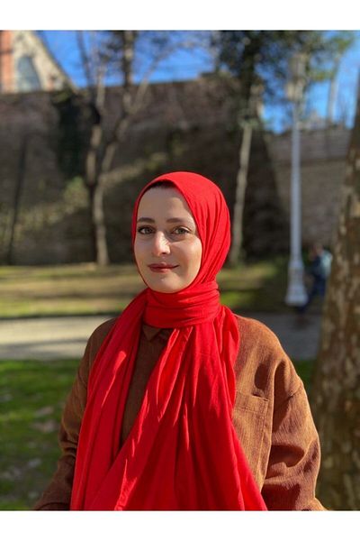 Hürremist Cotton Combed Shawl Red - Tough, Non-Slip, Triangular Front Can Be Made