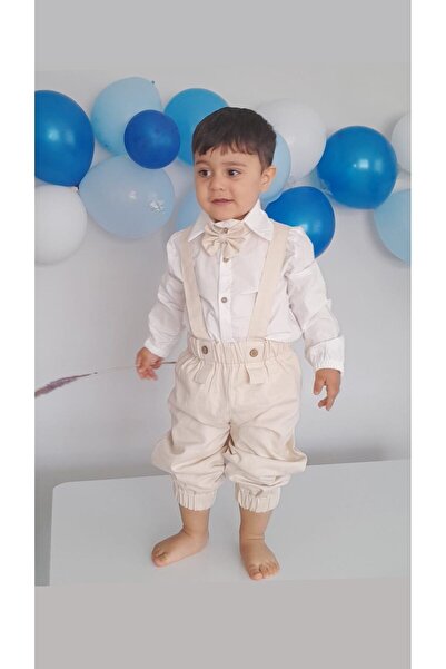 ykr design Salopet Gömlek Papyon Erkek Bebek Çocuk Takım