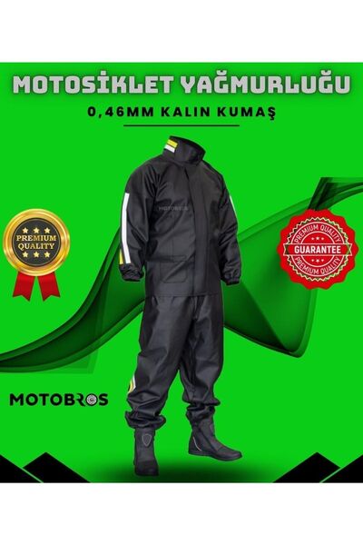 Antifog Motosiklet Su Geçirmezlik Garantili Cepli Reflektörlü Kurye Motorcu Yağmurluğu Ekstra Dayanıklı