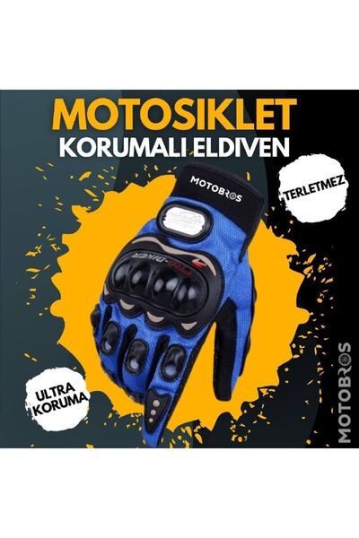 Motobros قفازات دراجة نارية محمية باللون الأزرق للجنسين