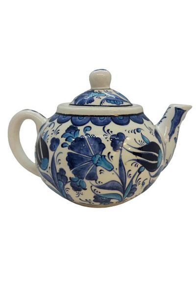 Dost Art Hediyelik Handmade Blue White Carnation/tulip Pattern Ceramic Large Teapot Teapot