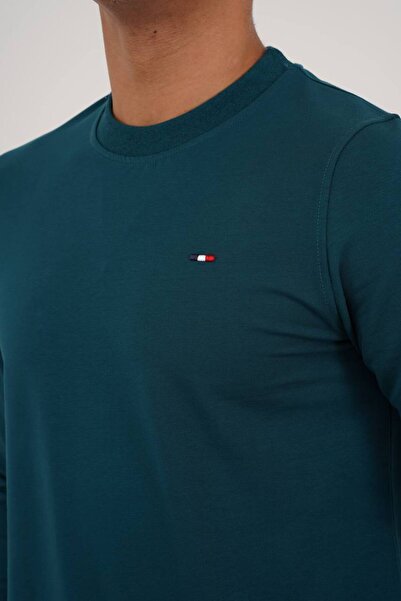 Est Estola Ανδρικό φούτερ Petrol Green Relaxed Crew Neck - 2 Νήματα