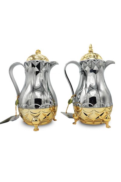 Bin-Shihoun Abomar 2-Piece Stainless Steel Thermos Set Silver/Gold 1Liters