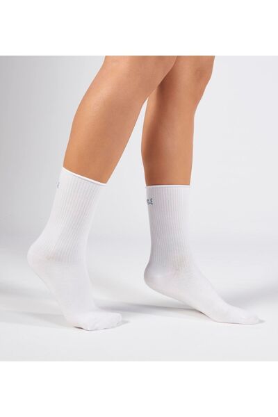 Forwena Бели чорапи с усмивка, без шевове, без еластични части, от модал