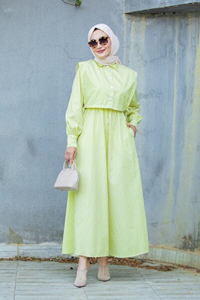 Swana Striped Cotton Women's Dress - Pocket Detailed