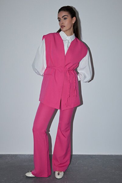 Hooopstore В'язаний поясний фуксія брючний костюм