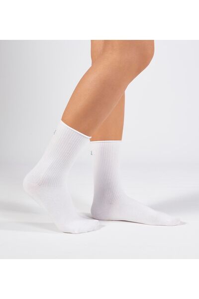 Forwena Бели чорапи с усмивка, без шевове, без еластични части, от модал