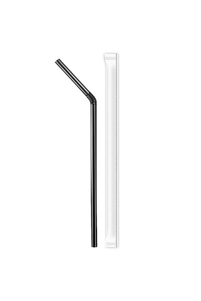Jawad Wrapped Flexible Straw-Black Polypropylene - 6X203mm - 250Pcs