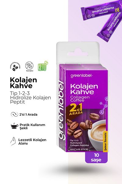 Greenlabel Greenlabel Collagen Coffee - 2 Pack in 1 3.5 Gr X 10 Pieces