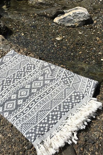 Denizli Concept Μαύρο Jacquard Peshtamal - Πετσέτα θαλάσσης διπλής όψης 100% βαμβάκι